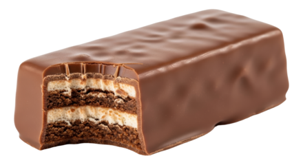 Isolated Chocolate Wafer Bar with Bite Missing