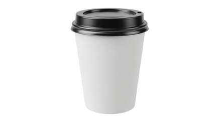 Isolated White Coffee Cup with Black Lid