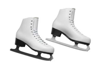 Elegant white skates for ice skating. Perfect skates for graceful performance, boosting skill.
