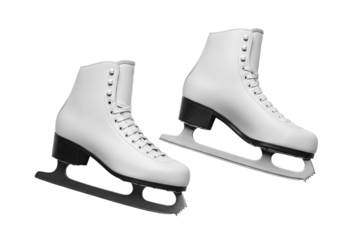 Elegant white skates for ice skating. Perfect skates for graceful performance, boosting skill.
