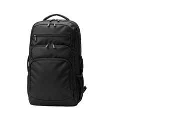 Naklejka premium Sleek black backpack, versatile for travel, work, daily adventures, offering versatile style. 