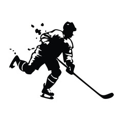 Ice Hockey Player Winter Sports Hockey Player Hockey Stickers Cut Files. Vintage Ice Hockey Player and Referee Vector Set – Black and White Sports Silhouettes and Illustrations.