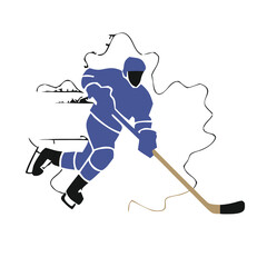 Ice Hockey Player Winter Sports Hockey Player Hockey Stickers Cut Files. Vintage Ice Hockey Player and Referee Vector Set – Black and White Sports Silhouettes and Illustrations.