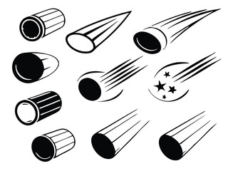 Hockey Puck Clipart Set – Black and White Vector Illustrations with Motion Effects, Speed Lines, and Impact Bursts for Sports Design. Hockey puck Ice hockey Hockey stick, Cartoon Hockey.