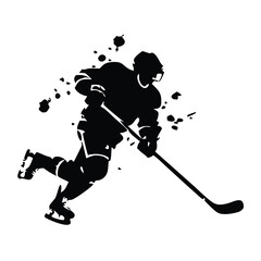 Obraz premium Ice Hockey Player Winter Sports Hockey Player Hockey Stickers Cut Files. Vintage Ice Hockey Player and Referee Vector Set – Black and White Sports Silhouettes and Illustrations.