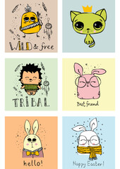Cute animals card set 