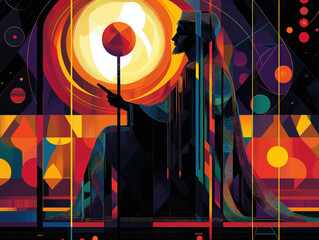 abstract colorful background,tarot, tarot card, The Hermit