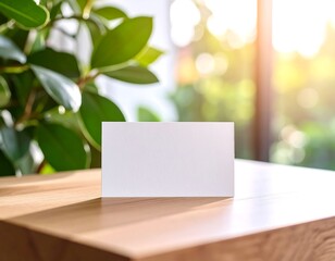 Obraz premium Blank business card on a wooden table