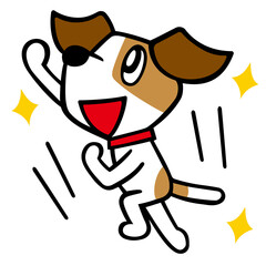 ジャックラッセルテリア犬キャラクター　勝利ポーズ