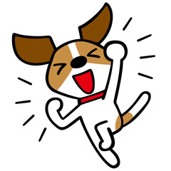 ジャックラッセルテリア犬キャラクター　やったー！ポーズ