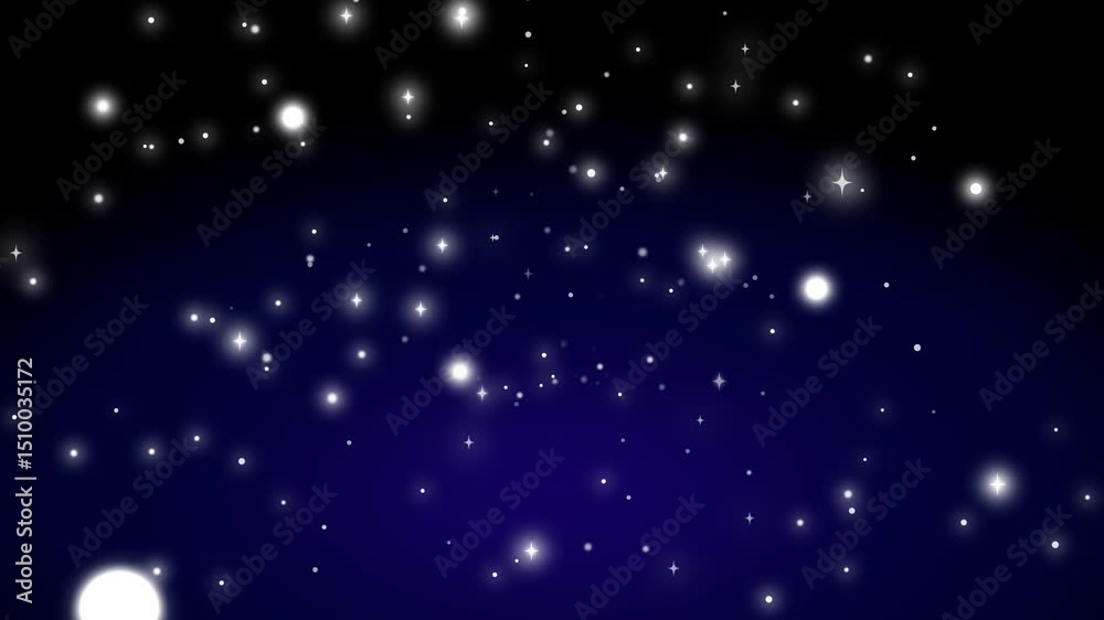 Wall mural 星空キラキラ　中央から降りしきる　背景紺色グラデーション starry sky series:a sparkling starry sky, falling from the center, with