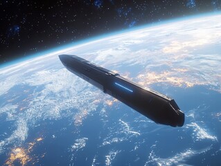 Graceful Satellite Orbiting Earth in the Sky