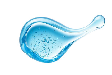 blue liquid drop with bubbles isolated on transparent background