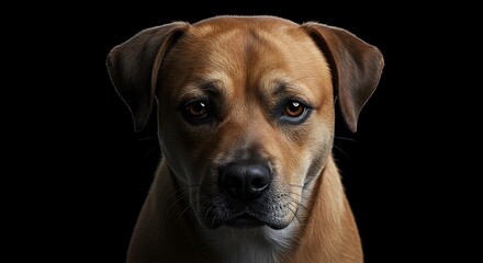 Obraz premium Dog Portrait with Intense Gaze on Dark Background