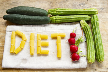 Diet Concept with Vegetables and Pasta