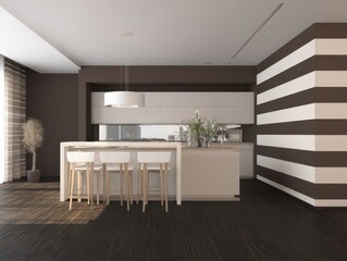 Contemporary kitchen interior design with a neutral color palette.
