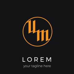 UM Letter Logo Template Vector Illustration Gold Frame