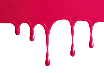 Isolated Dripping Bright Pink Nail Polish on White Background