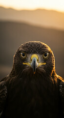 Eagle portrait brown feathers yellow beak nature animal