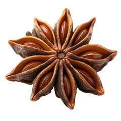 star anise on transparent background, isolated star-shaped spice, aromatic seasoning