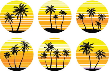 Retro sunset palm tree  for summer t-shirt logo designs