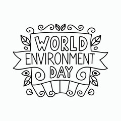 'World Environment Day' Line Art Typography vector 