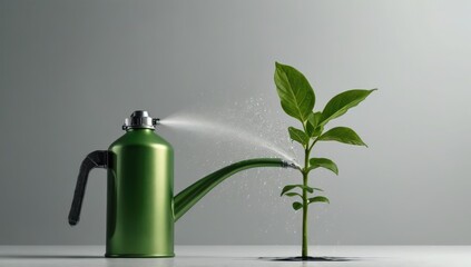Watering Can Sprinkling Young Plant &ndash; Growth and Sustainability Concept