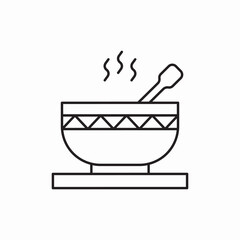 Hot soup meal bowl icon vector sign