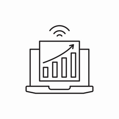 Data analytics laptop chart icon vector sign