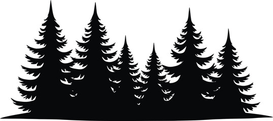 Obraz premium Winter Forest Green Fir Trees Illustration