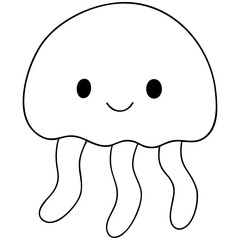 Jellyfish sea animal cute hand drawing kawaii illustration element