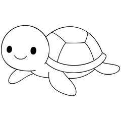 Tortoise sea animal cute hand drawing kawaii illustration element
