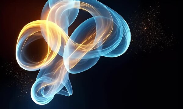 Abstract Glowing Energy Curves Against Dark Background with Visual Effects and Dynamic Line, Futuristic Concept Art for Adobe Stock