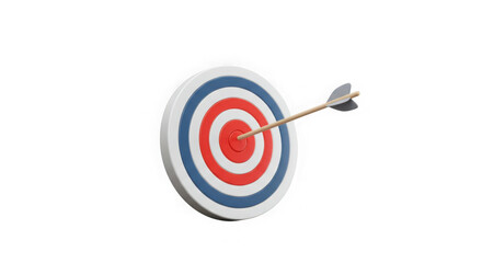 A black and red target with an arrow hitting the bullseye, symbolizing precision, focus, and achieving business goals.