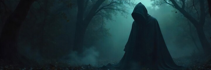 A shadowy figure shrouded in darkness, embodying temptation and moral transgression The image suggests hidden desires and the allure of the forbidden , allure, forbidden fruit, illicit