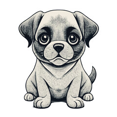 Fototapeta premium A cute cartoon puppy, a happy baby animal illustration