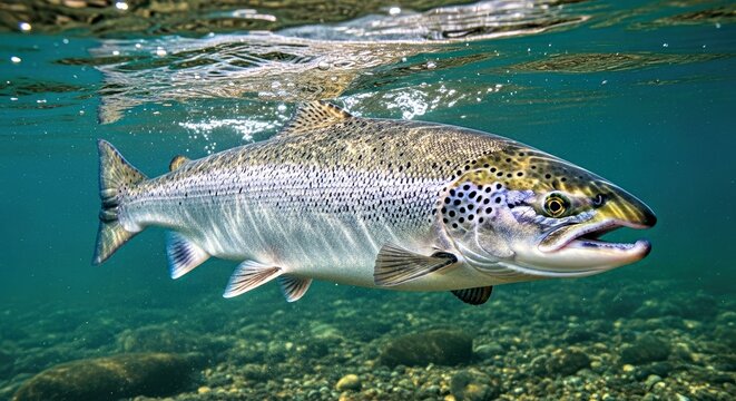Powerful Realistic Photograph of a Magnificent Atlantic Salmon