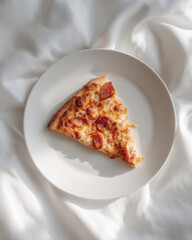 Pizza on table looks appetizing, comforting scene of minimalist food