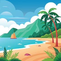 tropical island with palm trees