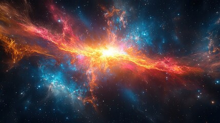 A breathtaking view of the cosmos where celestial fireworks illuminate the darkness with glowing