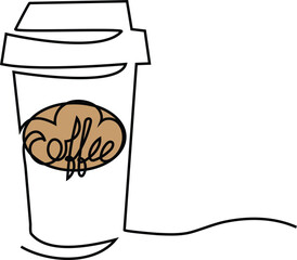 Coffee cup  of morning  Single continuous line art. Hot drink silhouette concept design one sketch outline drawing vector illustration