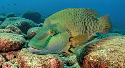 Obraz premium Unique Realistic Photo of an Asian Sheepshead Wrasse Fish