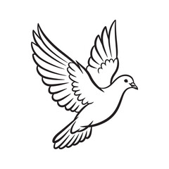 Peace Pigeon Bird Line Art Drawing Art & Illustration