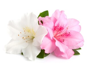 Two azaleas, one white, one pink