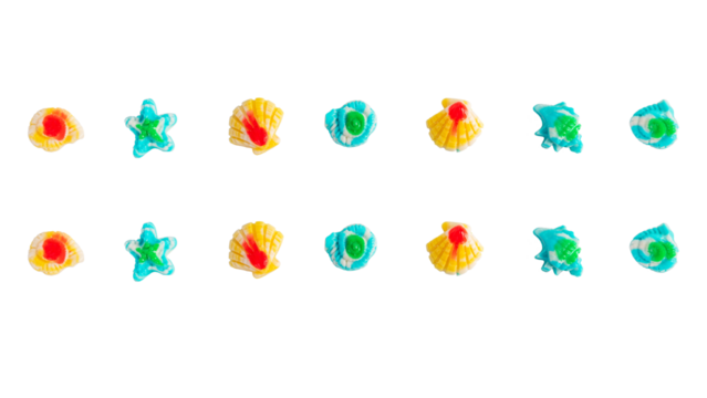 Jelly coke bottle and various shapes, colorful and delicious, transparent background