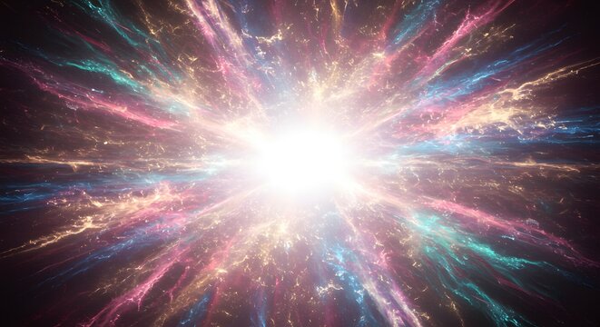 Vibrant Burst of Cosmic Energy A Spectacular Depiction of a Celestial Explosion with Radiant Colors and Limitless Expansion, oFsdm5F+THAAAAAASUVORK5CYII=