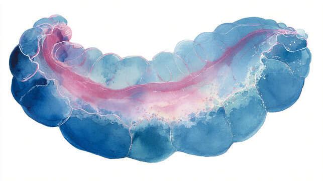A single watercolor pyrosome