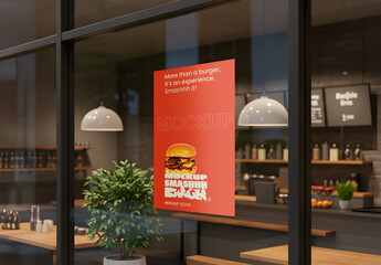 Poster Hanging Mockup with Shop Background