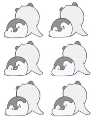 Emperor penguin chick falls forward (6pattern)