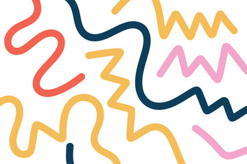Abstract colorful wavy and zigzag lines on white